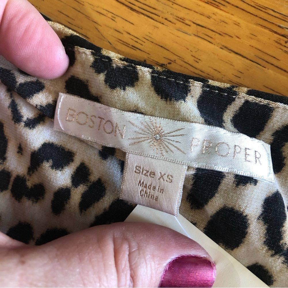 Boston Proper Leopard Print Mini Dress in Beige and Black - Picture 13 of 14